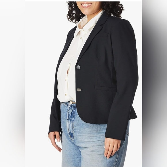 Calvin Klein Women's Black 2 Button Lux Blazer Lined Size 14W - Picture 5 of 12